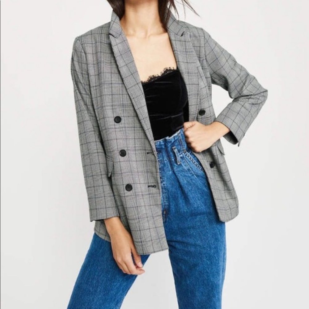 Women's Abercrombie Grey Windowpane Blazer